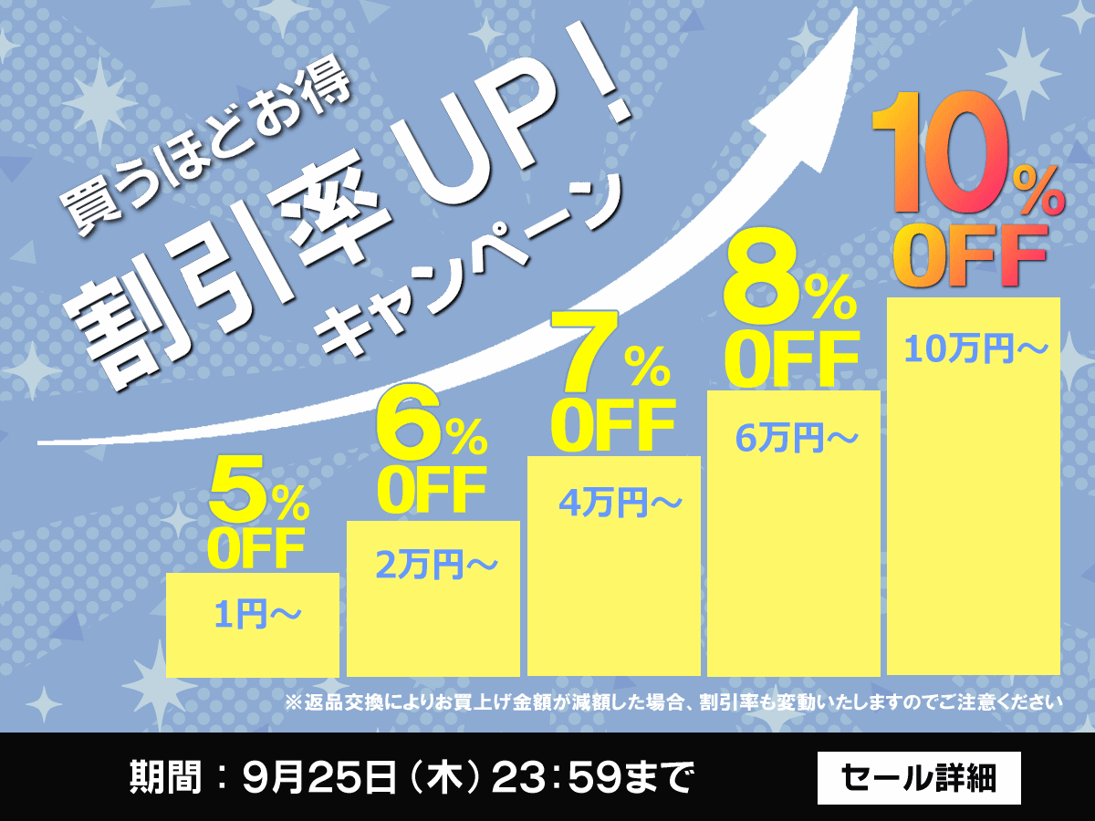 買うほどお得。割引率UP！キャンペーン